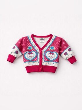 Vintage Baby Cardigan with Cats by Wee Winner Cotton 12 months
